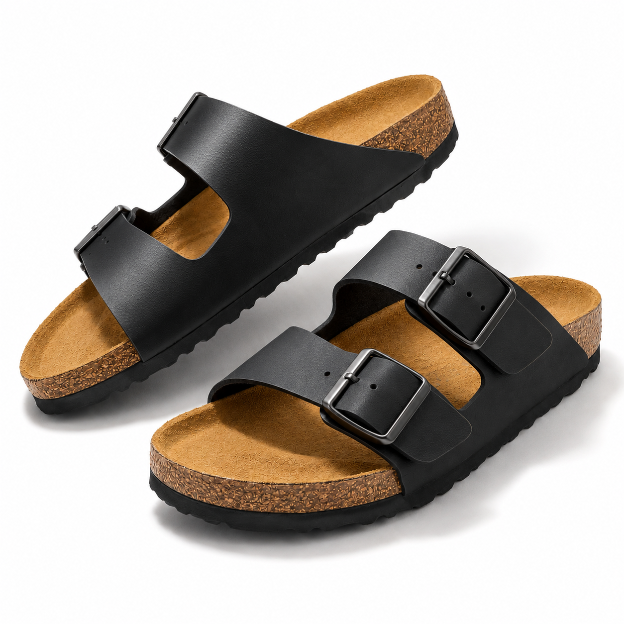 Everyday Comfort Cork Sandals – Adjustable Two-Strap Lightweight Slide Sandals