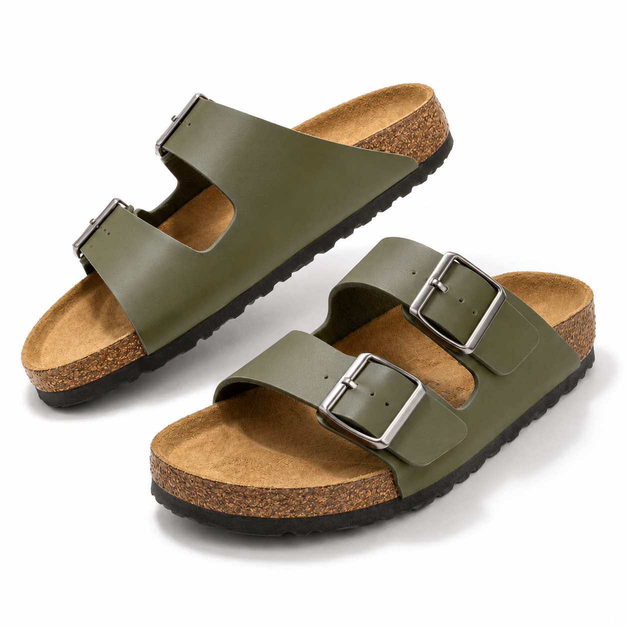 Everyday Comfort Cork Sandals – Adjustable Two-Strap Lightweight Slide Sandals