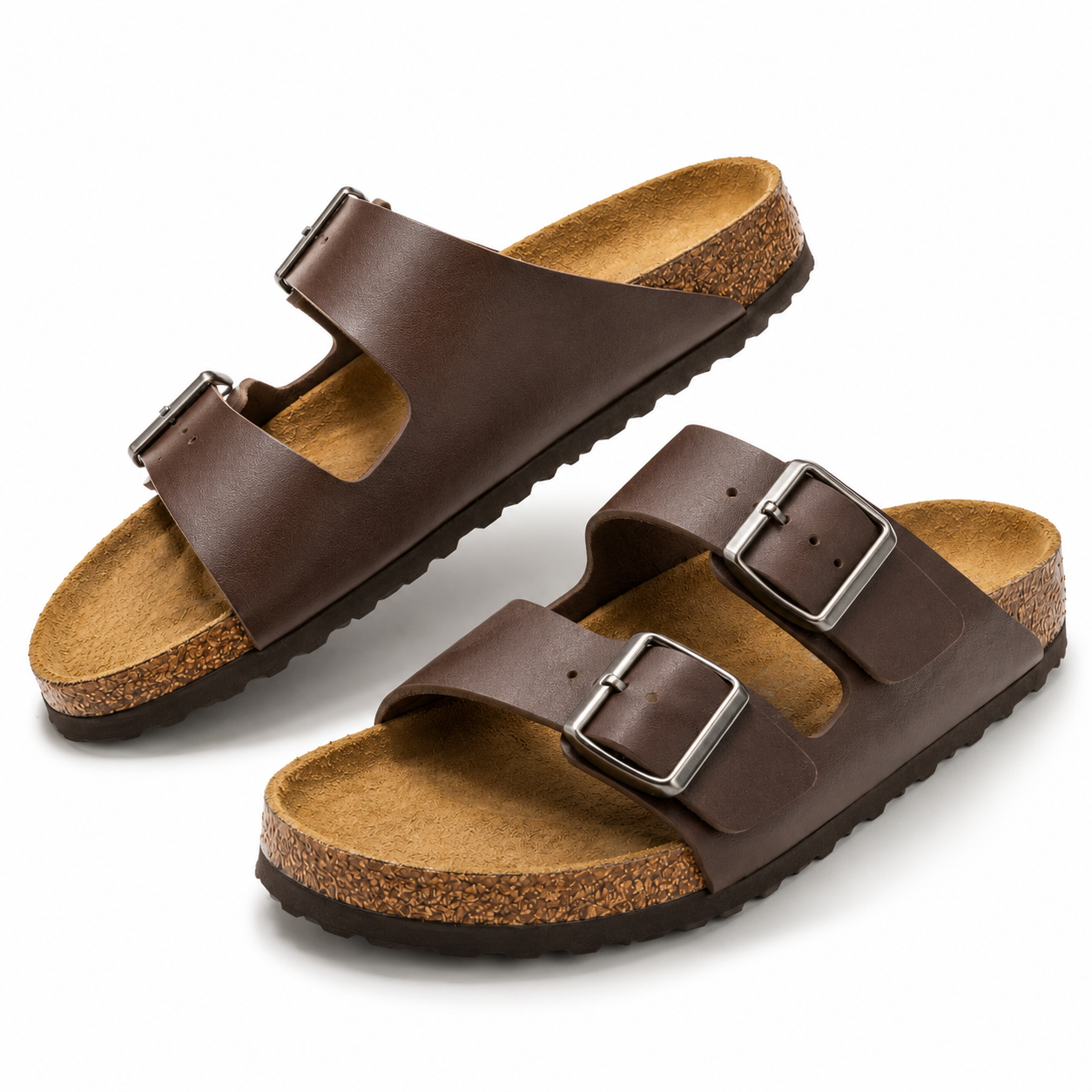 Everyday Comfort Cork Sandals – Adjustable Two-Strap Lightweight Slide Sandals